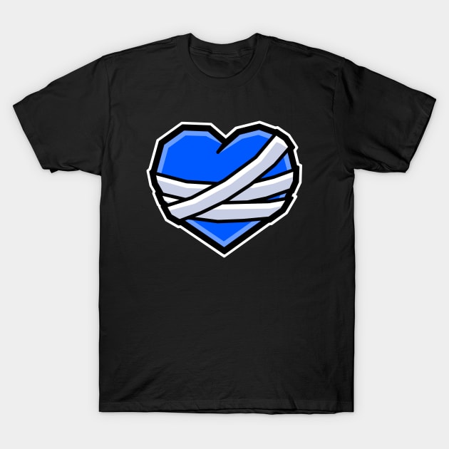 Big Blue Mending Heart with Bandages - Recovery and Healing Gift - Mending Heart T-Shirt by Bleeding Red Paint